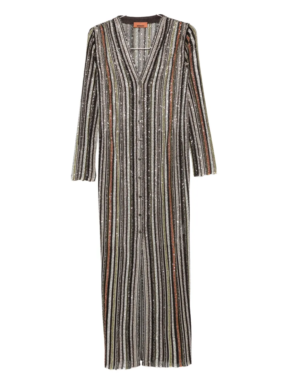 Missoni Sequin-striped Coat In Brown