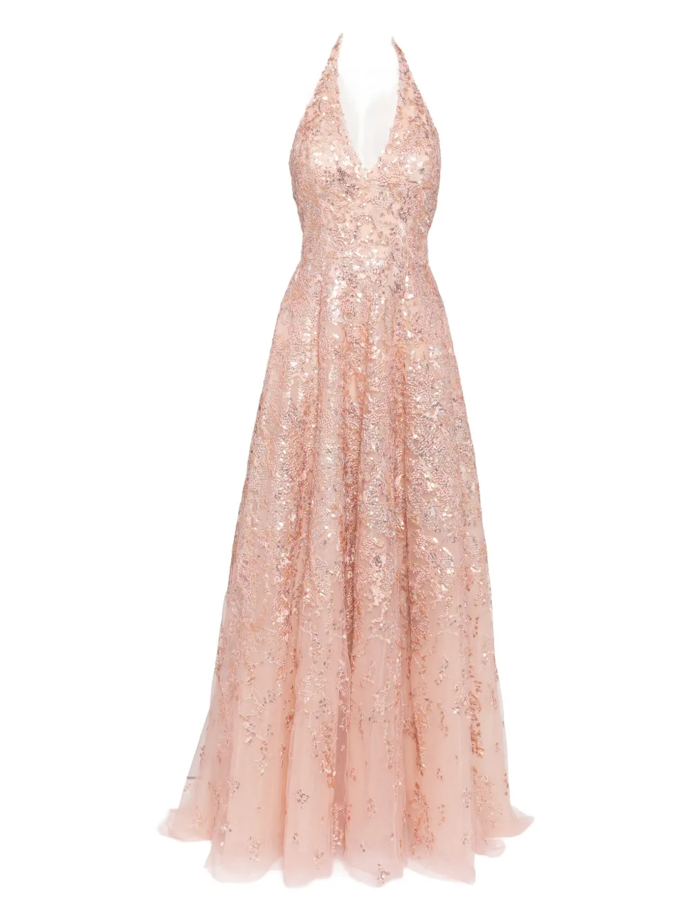 Saiid Kobeisy Abito lungo con ricamo - Rosa