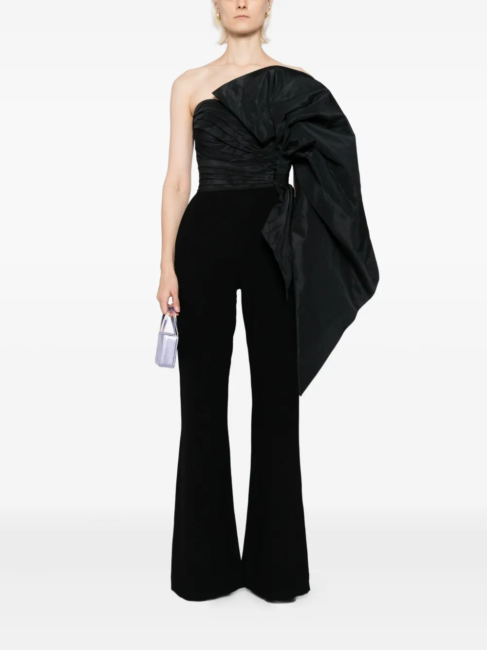 Saiid Kobeisy Volumineuze taffeta jumpsuit met strik - Zwart