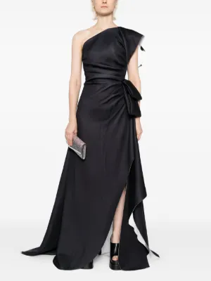 ブラック片肩フリルロングドレス　SAIID KOBEISY サイードコベイシー ブラック片肩フリルロングドレス SAIID KOBEISY サイードコベイシー