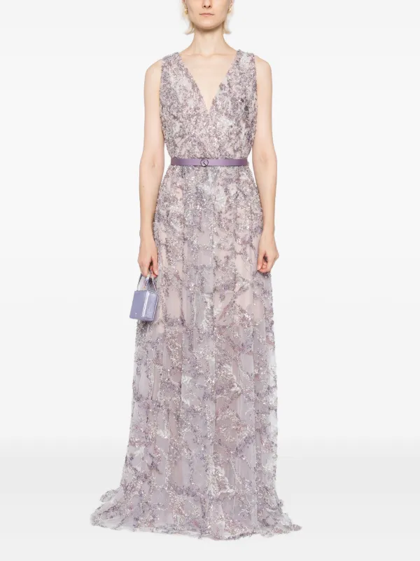Saiid Kobeisy Embroidered Maxi Dress | Purple | FARFETCH