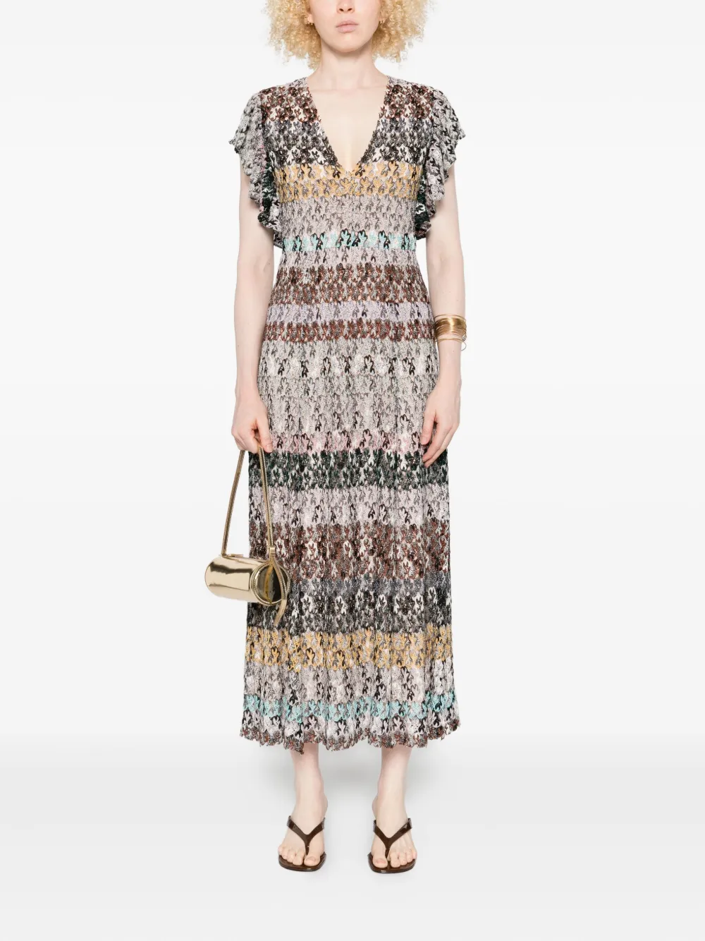 Missoni Midi-jurk met V-hals - Zwart