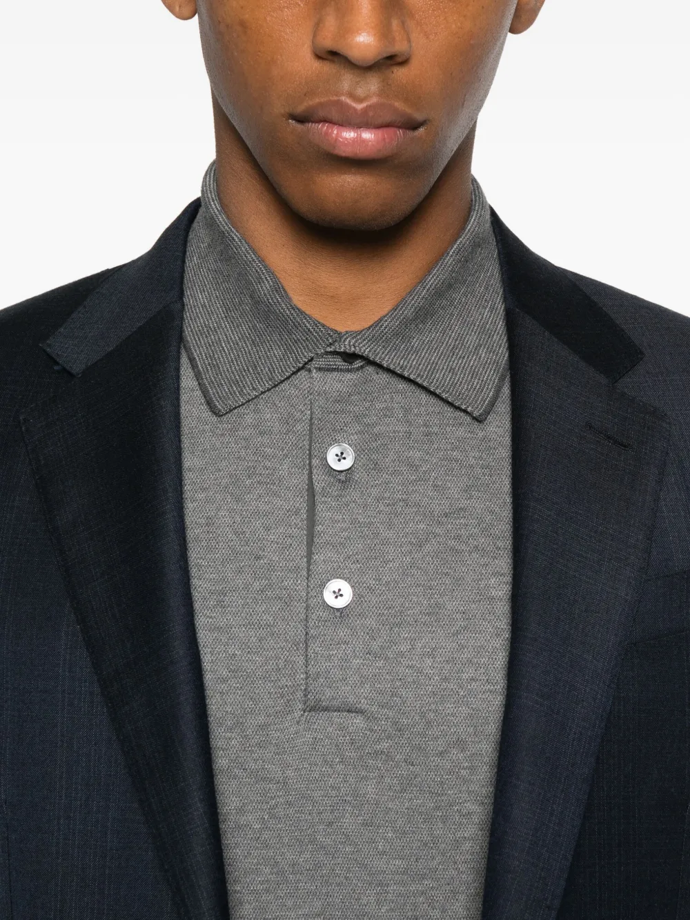 Zegna Long-sleeve Polo Shirt In Gray