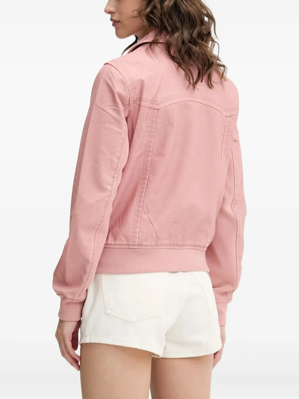 Desigual Zip-front Collared Jacket In Pink