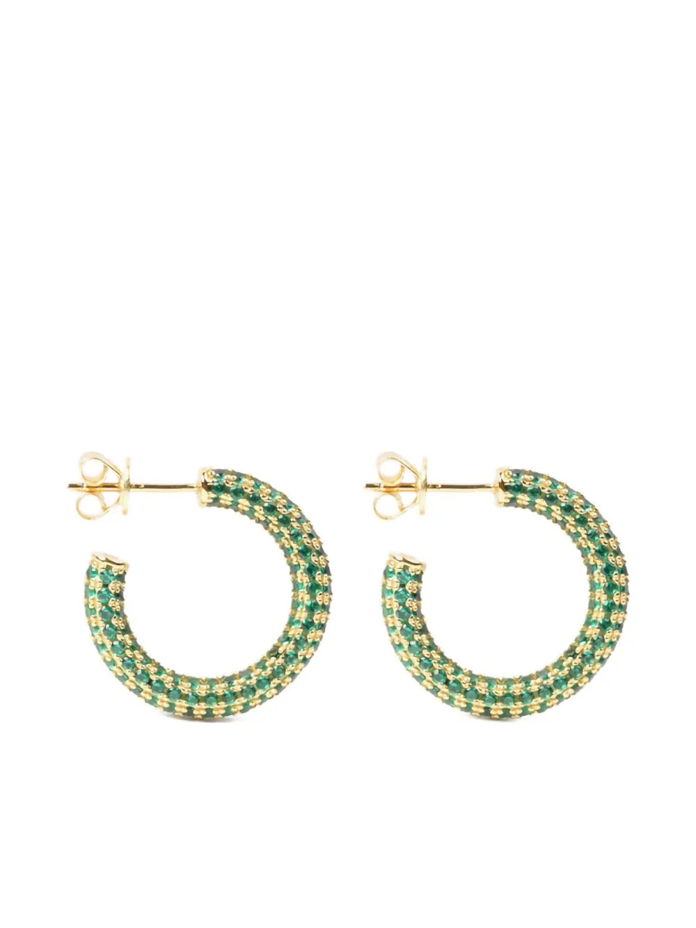 Izabel Display gold-plated pavé-set hoop earrings | Green | Image 1