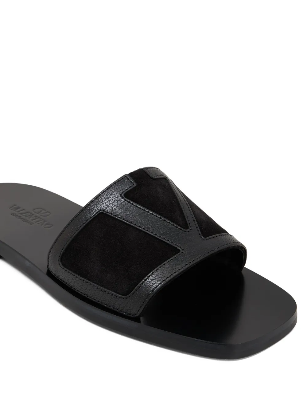 Valentino Garavani Viva Superstar leather flat sandals Black