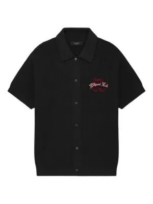 AMIRI♡ モダール混 コンバーチブルカラーシャツ ロゴ入り AMIRI コンバーチブルカラー ロゴ プリント ボイルシャツ 人気