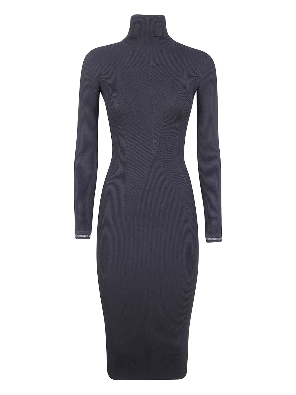 Elisabetta Franchi ribbed turtleneck midi dress Blauw