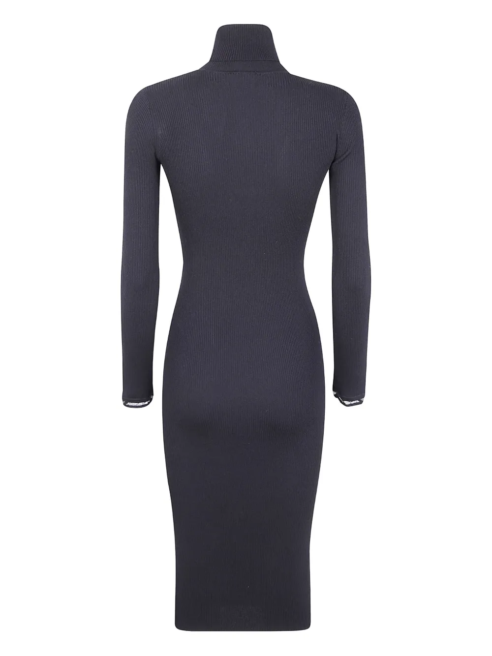 Elisabetta Franchi ribbed turtleneck midi dress Blauw