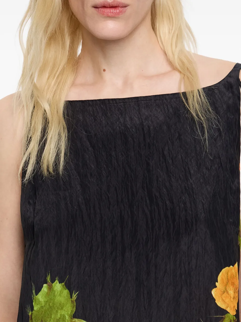 Bimba Y Lola Cactus-print Beaded-strap Mini Dress In Black