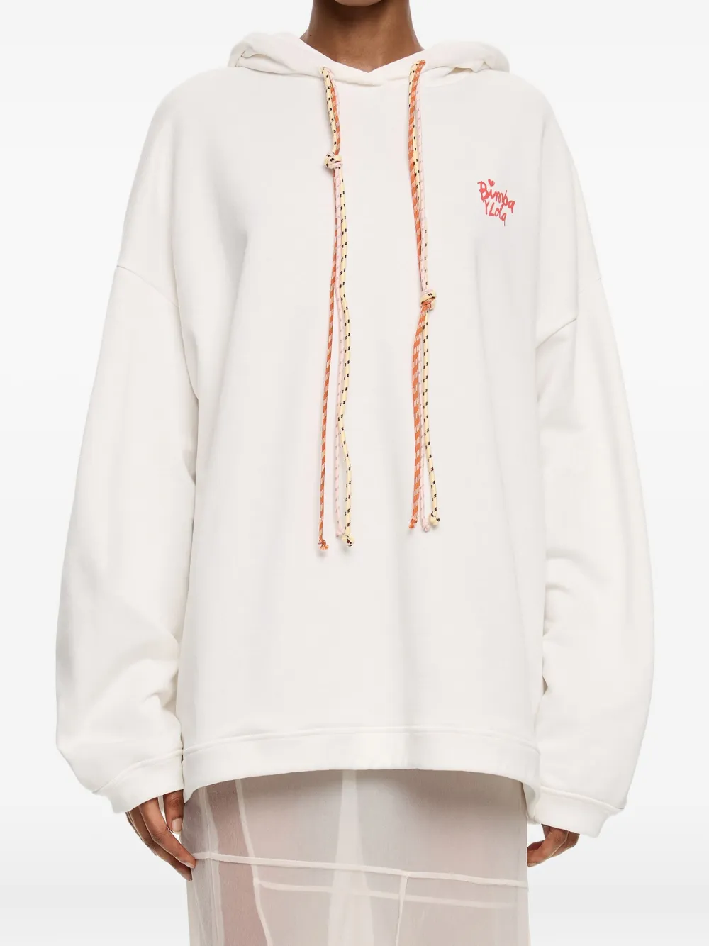 Bimba y Lola logo-print drawstring hoodie Wit