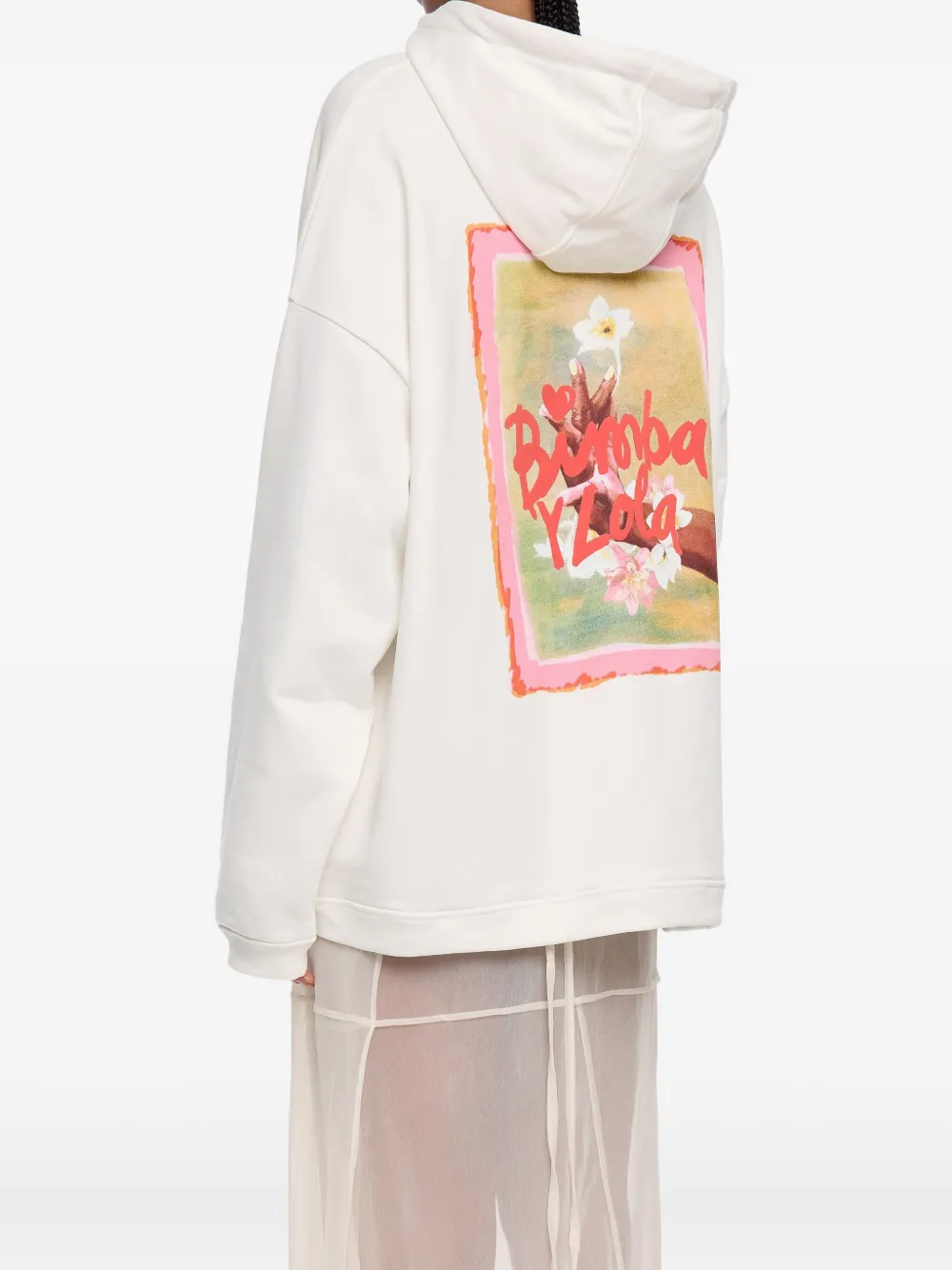 Bimba y Lola logo-print drawstring hoodie Wit
