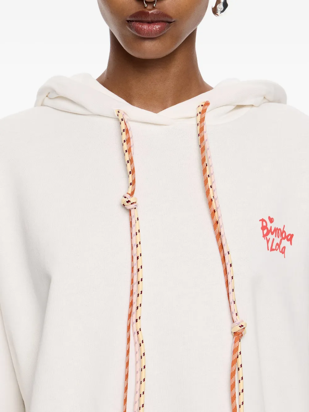 Bimba y Lola logo-print drawstring hoodie Wit