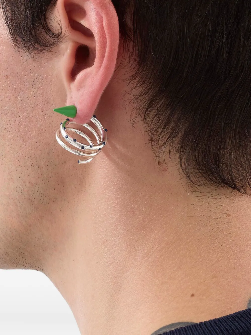 Sunnei Medium Spiral Stones Ear-ring In Metallic