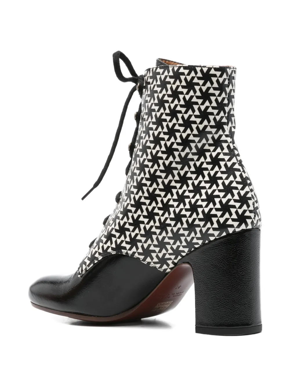 Chie Mihara 80mm geometric-pattern lace-up boots Black