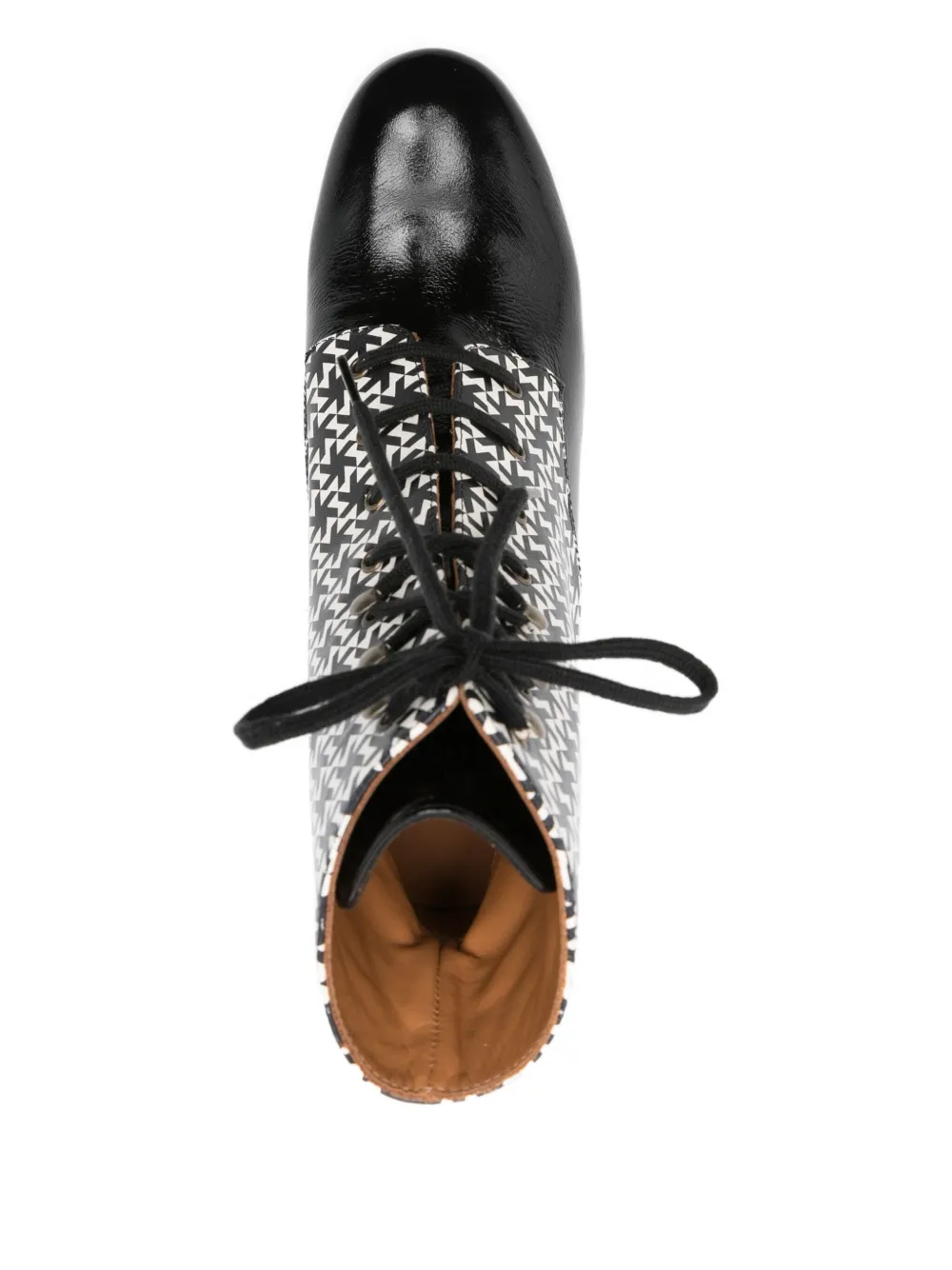 Chie Mihara 80mm geometric-pattern lace-up boots Black