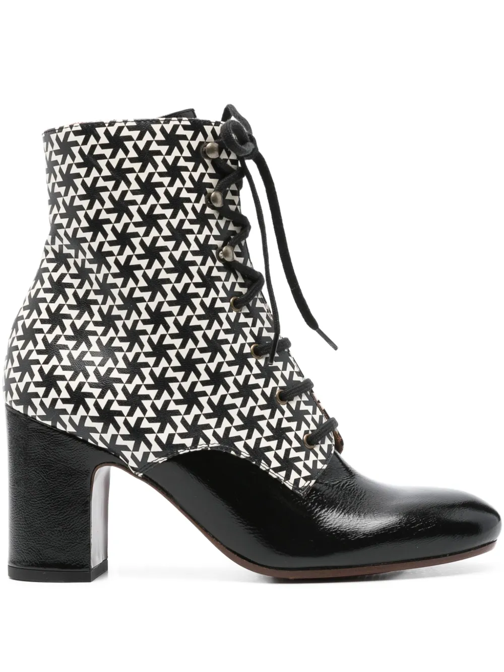 Chie Mihara 80mm geometric-pattern lace-up boots | Black | Image 1