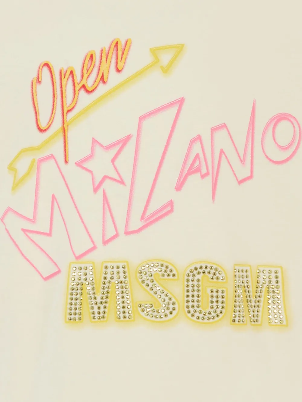 MSGM Kids Open Milano T-shirt verfraaid met kristallen Beige