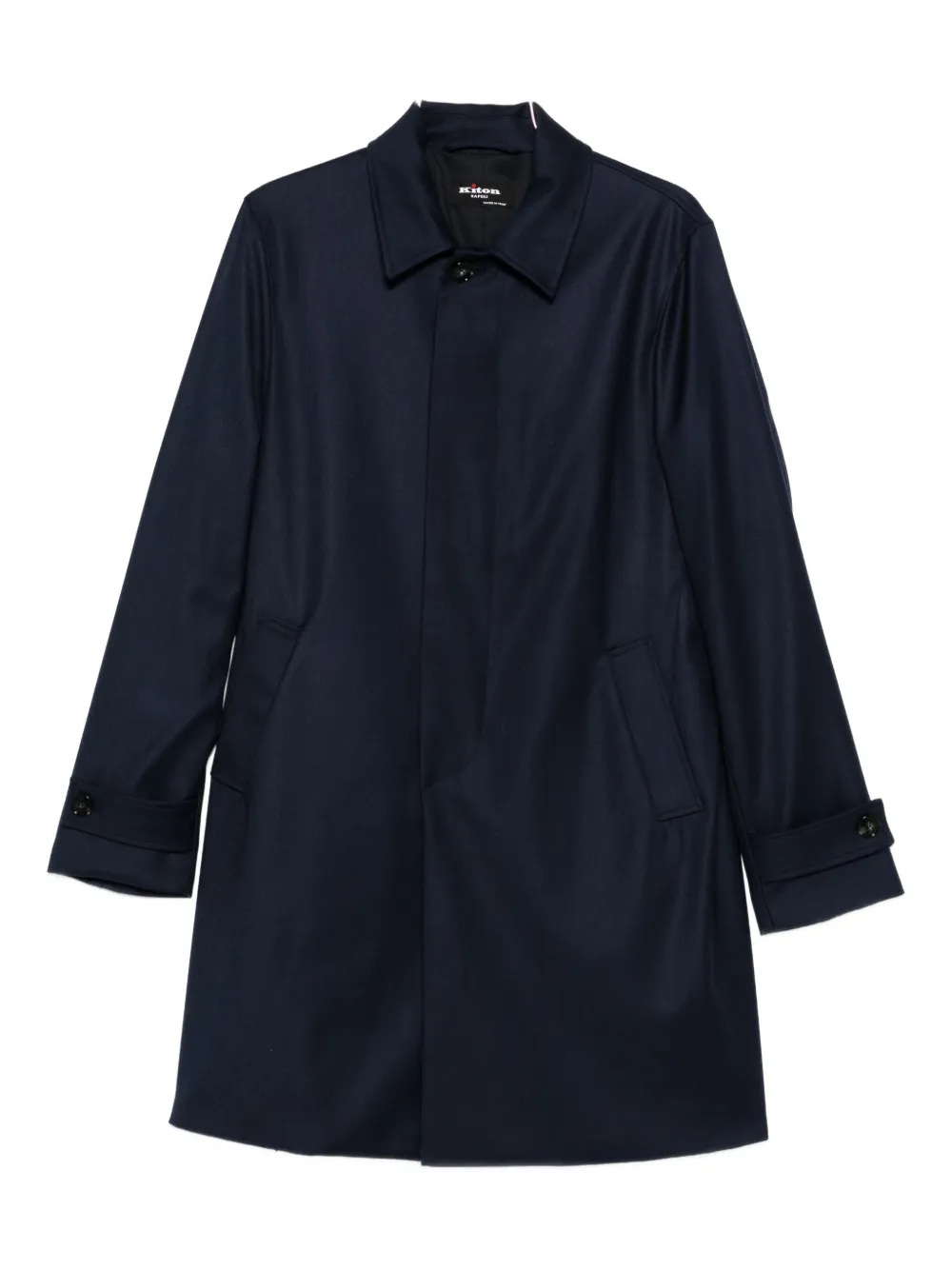 Kiton Wollen jas met knoopmanchetten Blauw