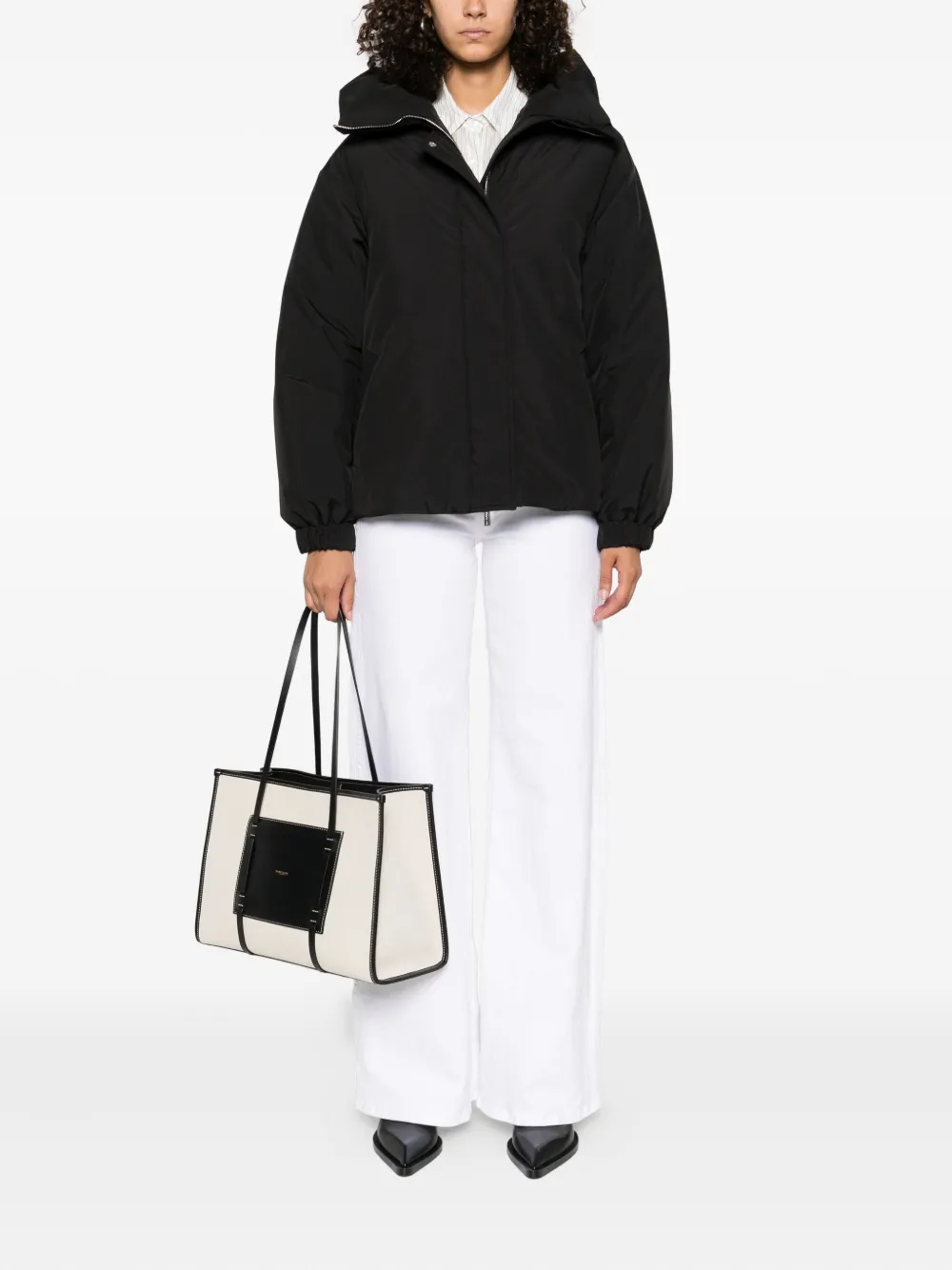 Moorer Glarea belted high-neck jacket Zwart