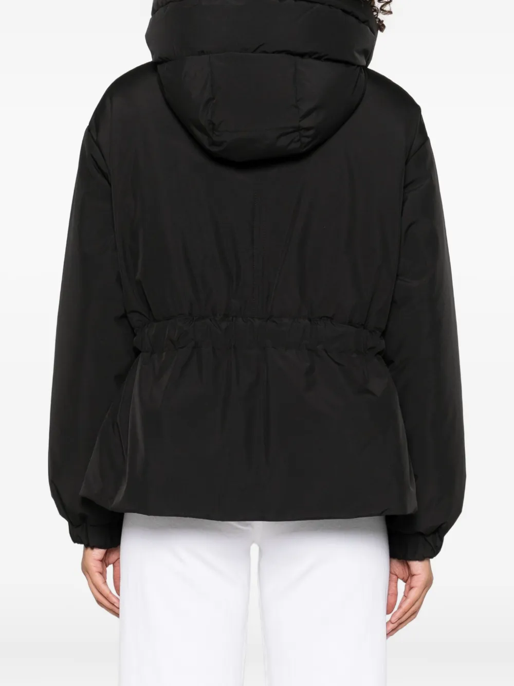 Moorer Glarea belted high-neck jacket Zwart