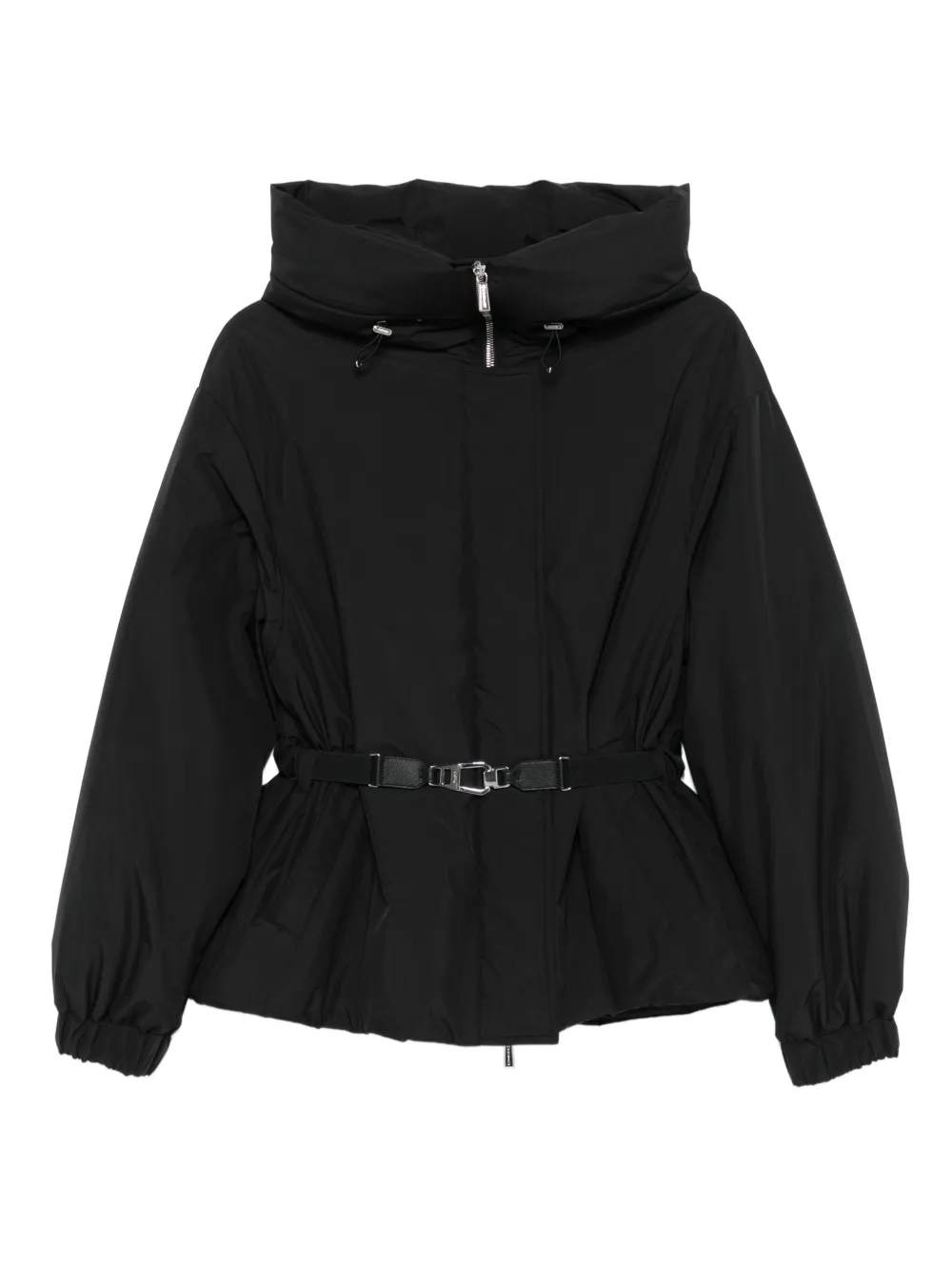Moorer Glarea belted high-neck jacket Zwart