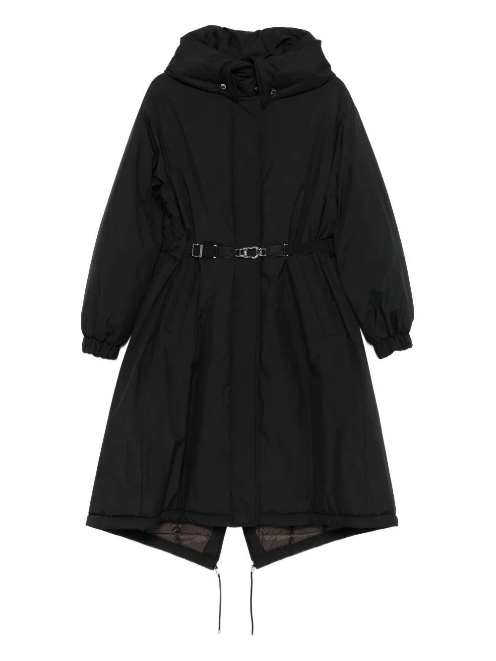 Moorer belted high-neck coat Zwart
