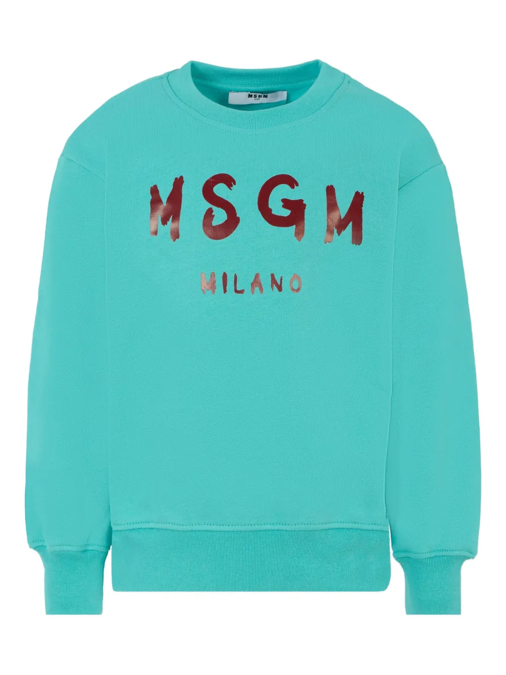 Msgm Kids' Logo-print Cotton Sweatshirt In Green