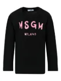 MSGM Kids long-sleeve logo-print T-shirt - Black