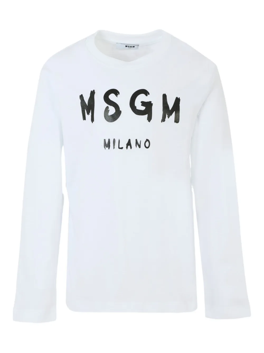 Msgm Kids' Logo-print Long-sleeve T-shirt In White