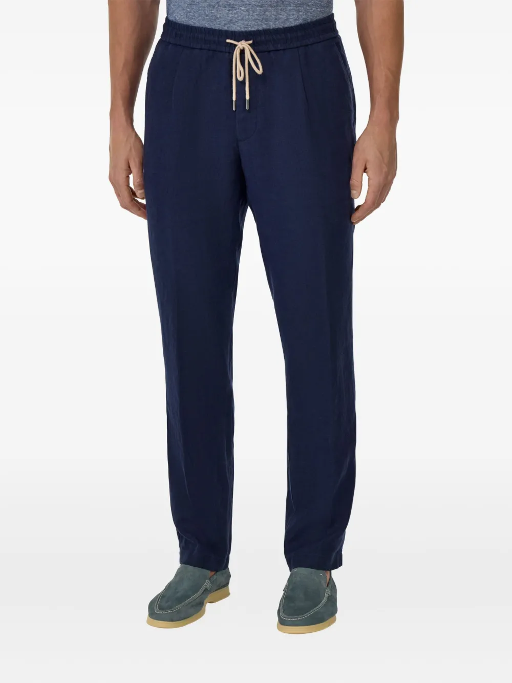 Boggi Milano City broek met trekkoord en plooien Blauw