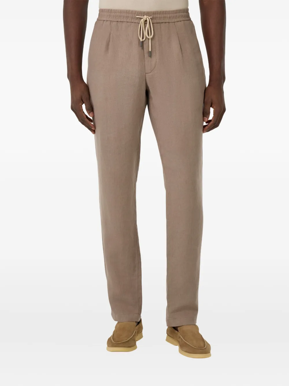 Boggi Milano City broek met trekkoord en plooien Bruin
