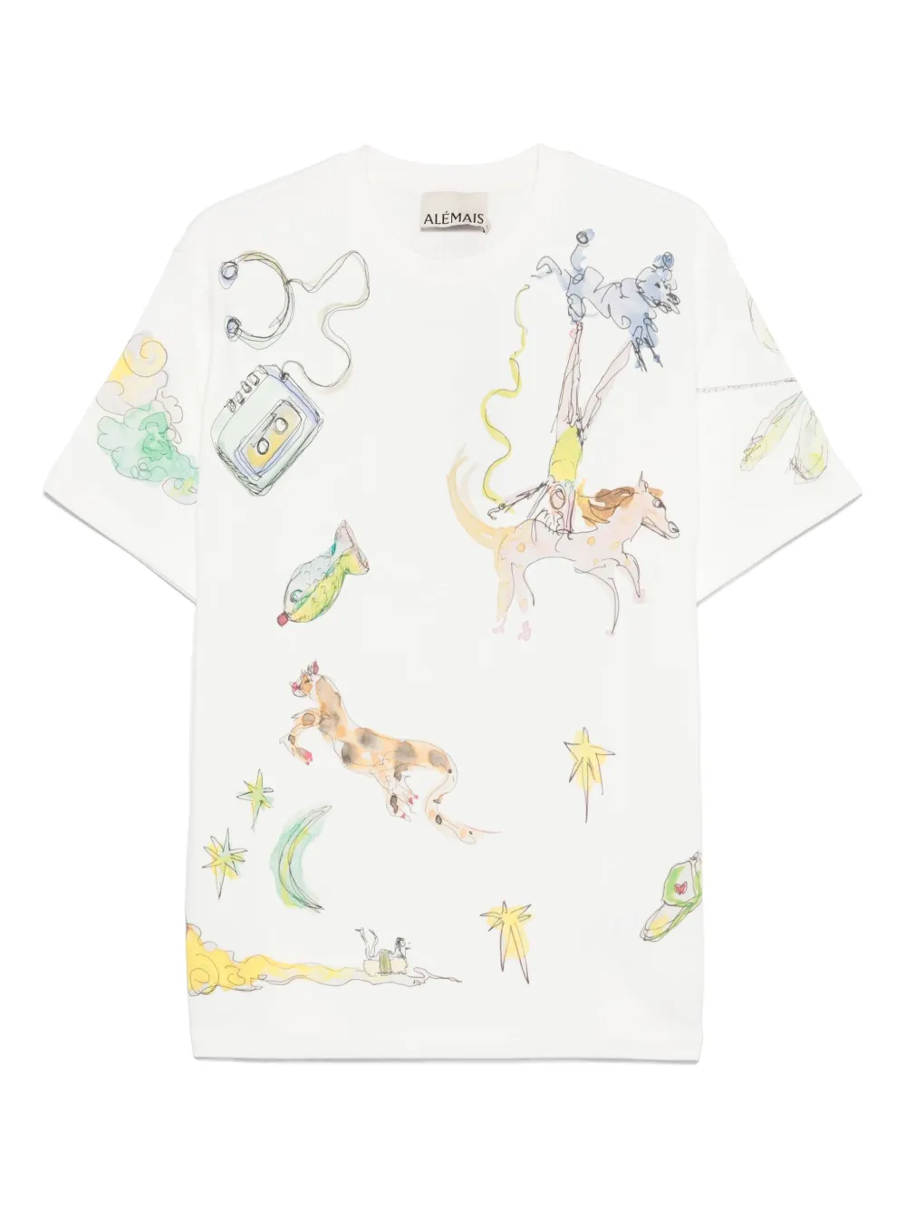 ALEMAIS Anouk katoenen T-shirt met print Wit