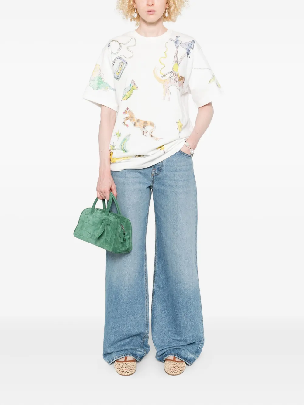 ALEMAIS Anouk katoenen T-shirt met print Wit