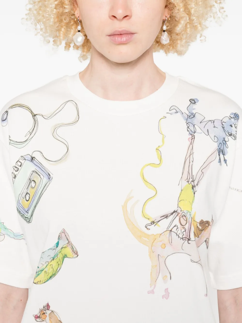 ALEMAIS Anouk katoenen T-shirt met print Wit