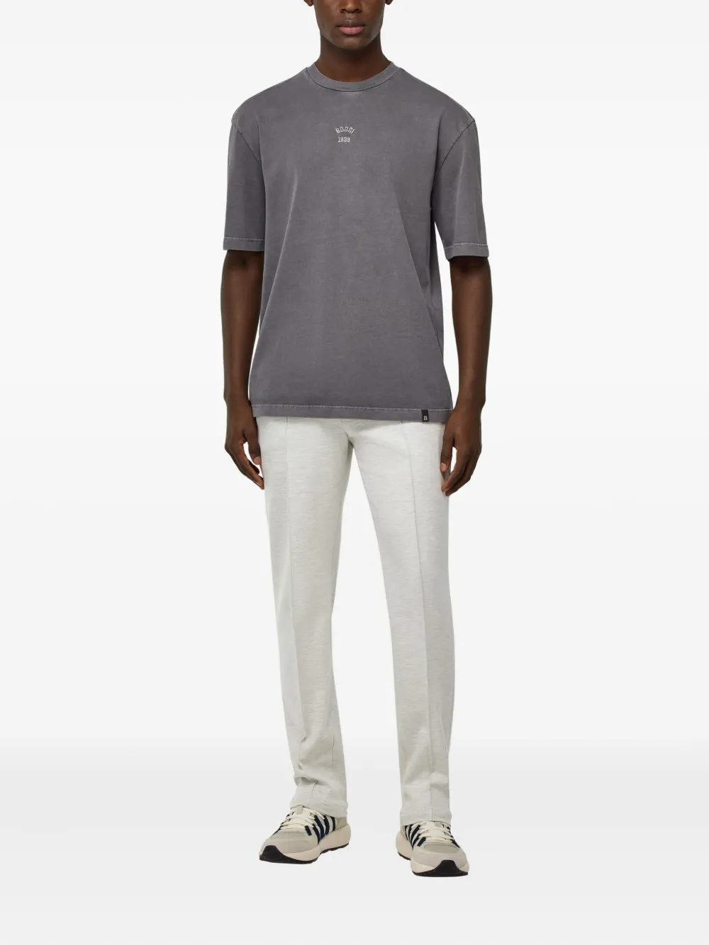 Boggi Milano Jersey broek met trekkoordtaille Grijs