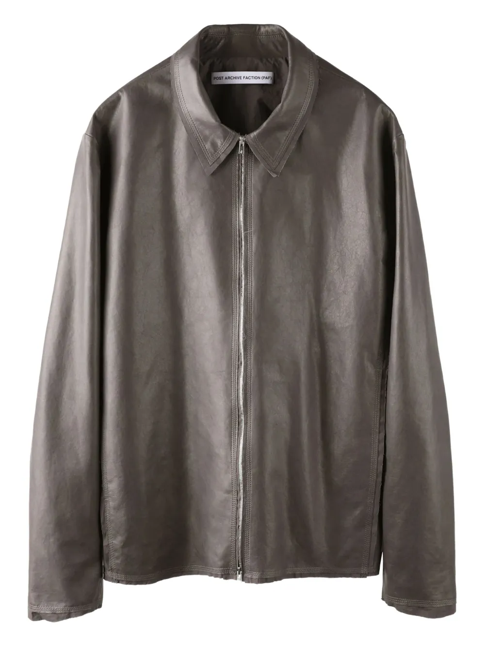 Post Archive Faction zip-front leather jacket | Brown | Image 1