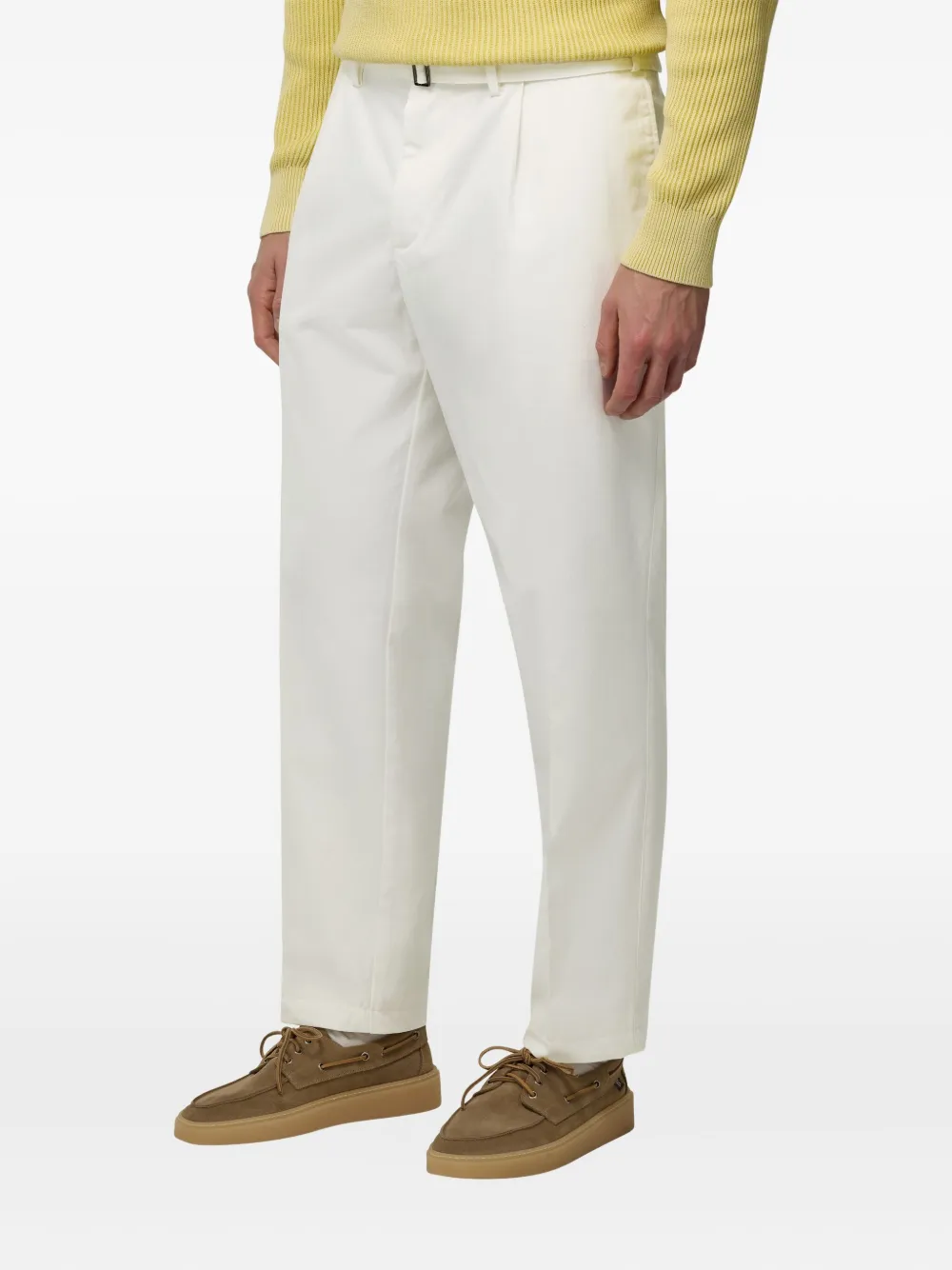 Boggi Milano Broek met zijzak en ceintuur Wit