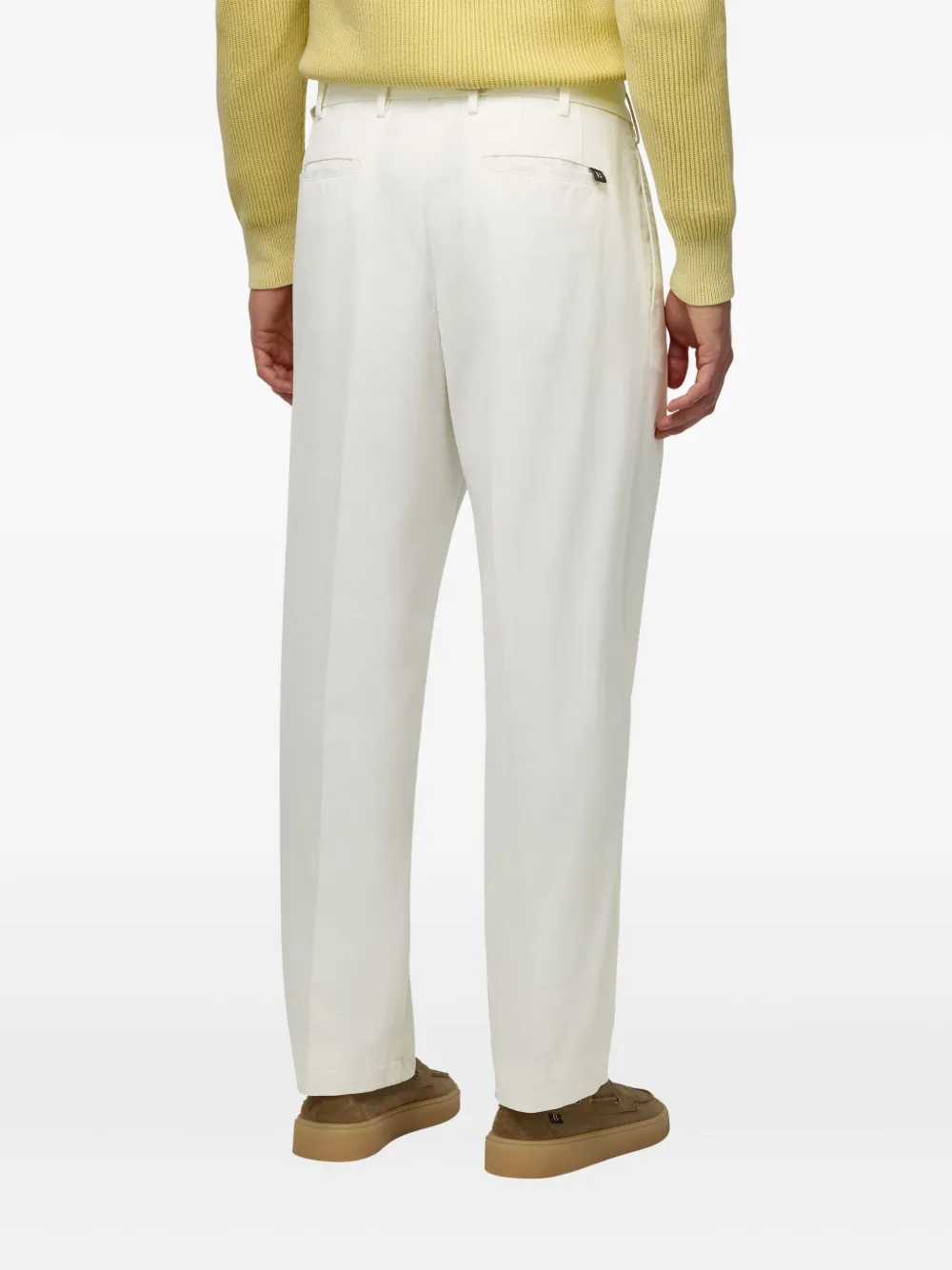 Boggi Milano Broek met zijzak en ceintuur Wit