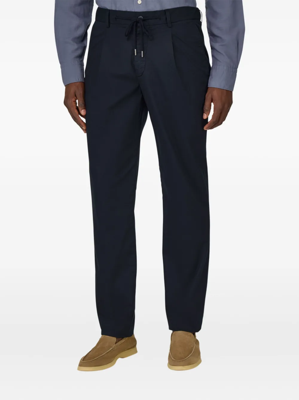 Boggi Milano drawstring side-dart trousers Blauw