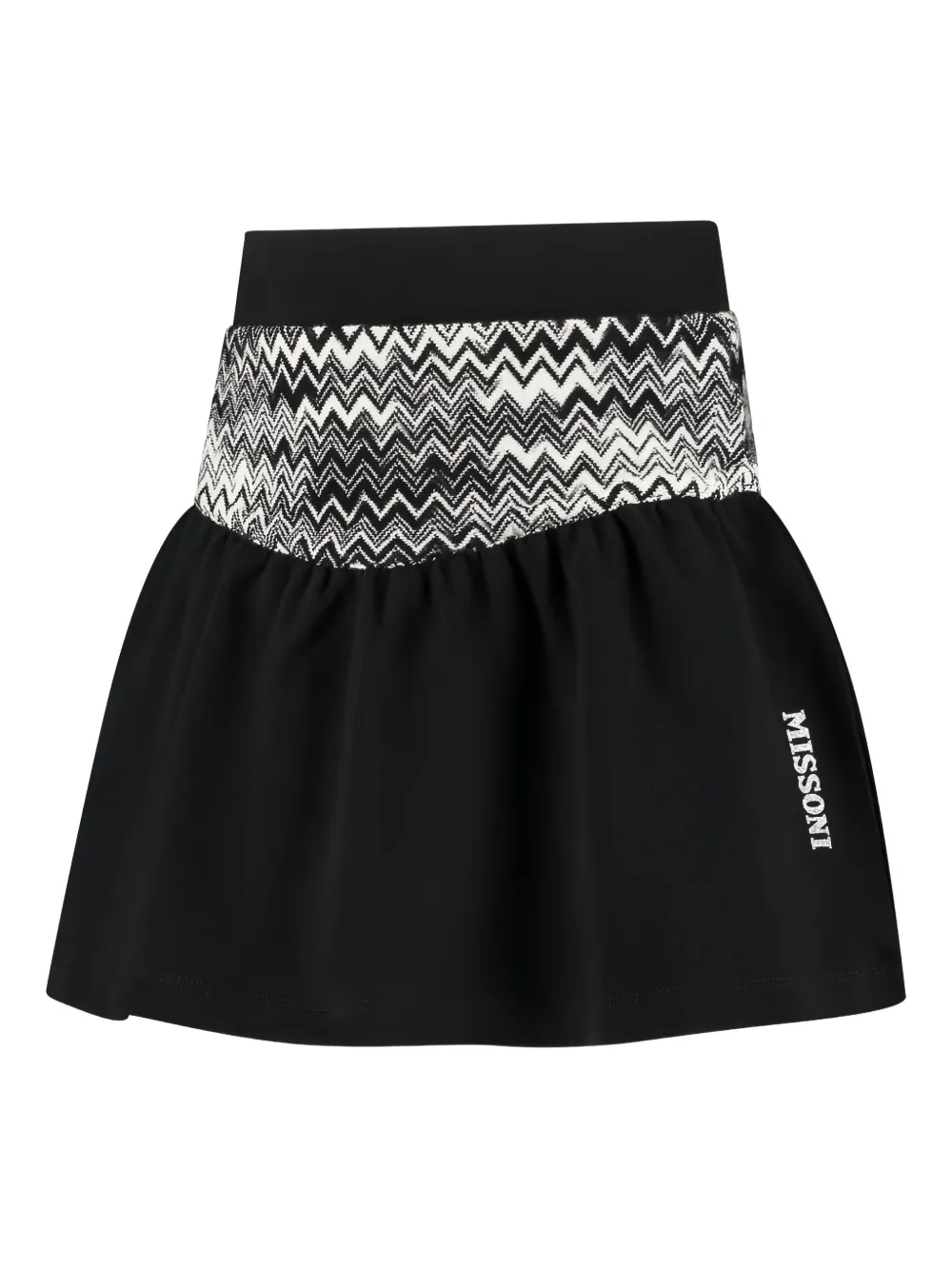 Missoni Kids Rok met zigzag-patroon en ruches Zwart