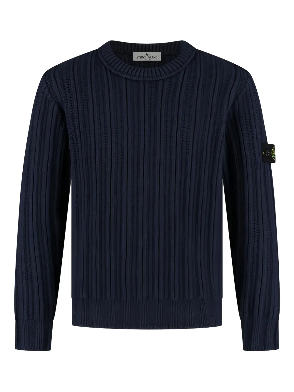 Stone Island Junior Trui met geribbelde ronde hals Blauw