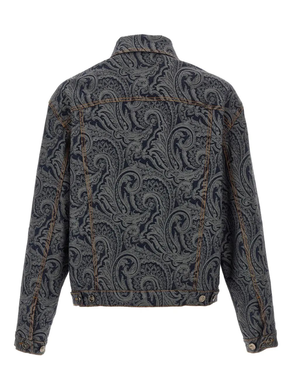 ETRO Katoenen denim jack met paisley-print Zwart