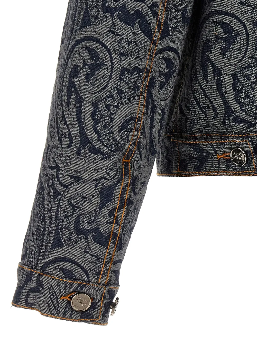 ETRO Katoenen denim jack met paisley-print Zwart