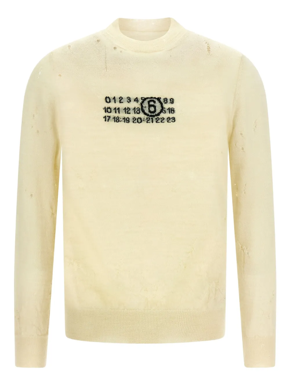 MM6 Maison Margiela jacquard-detail distressed wool sweater Beige