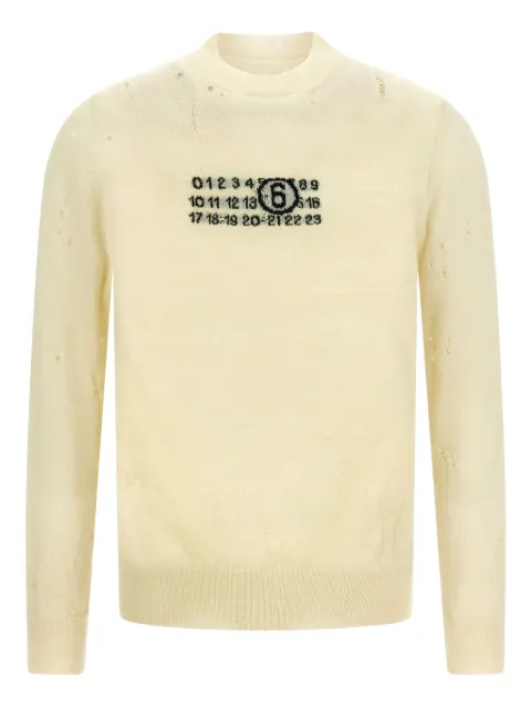MM6 Maison Margiela jacquard-detail distressed wool sweater
