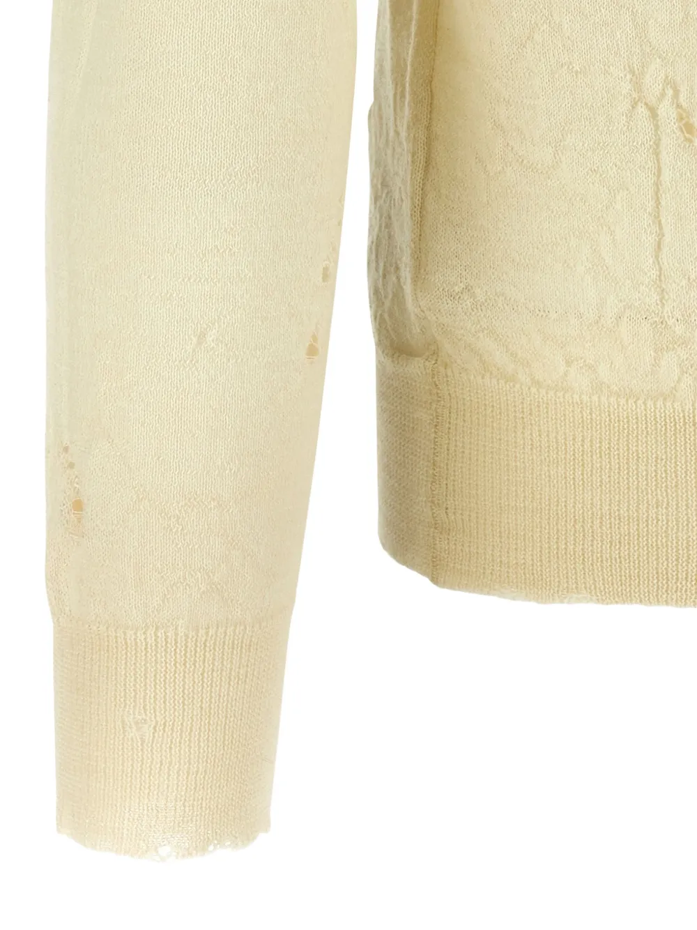 MM6 Maison Margiela Gerafelde wollen trui met jacquard Beige