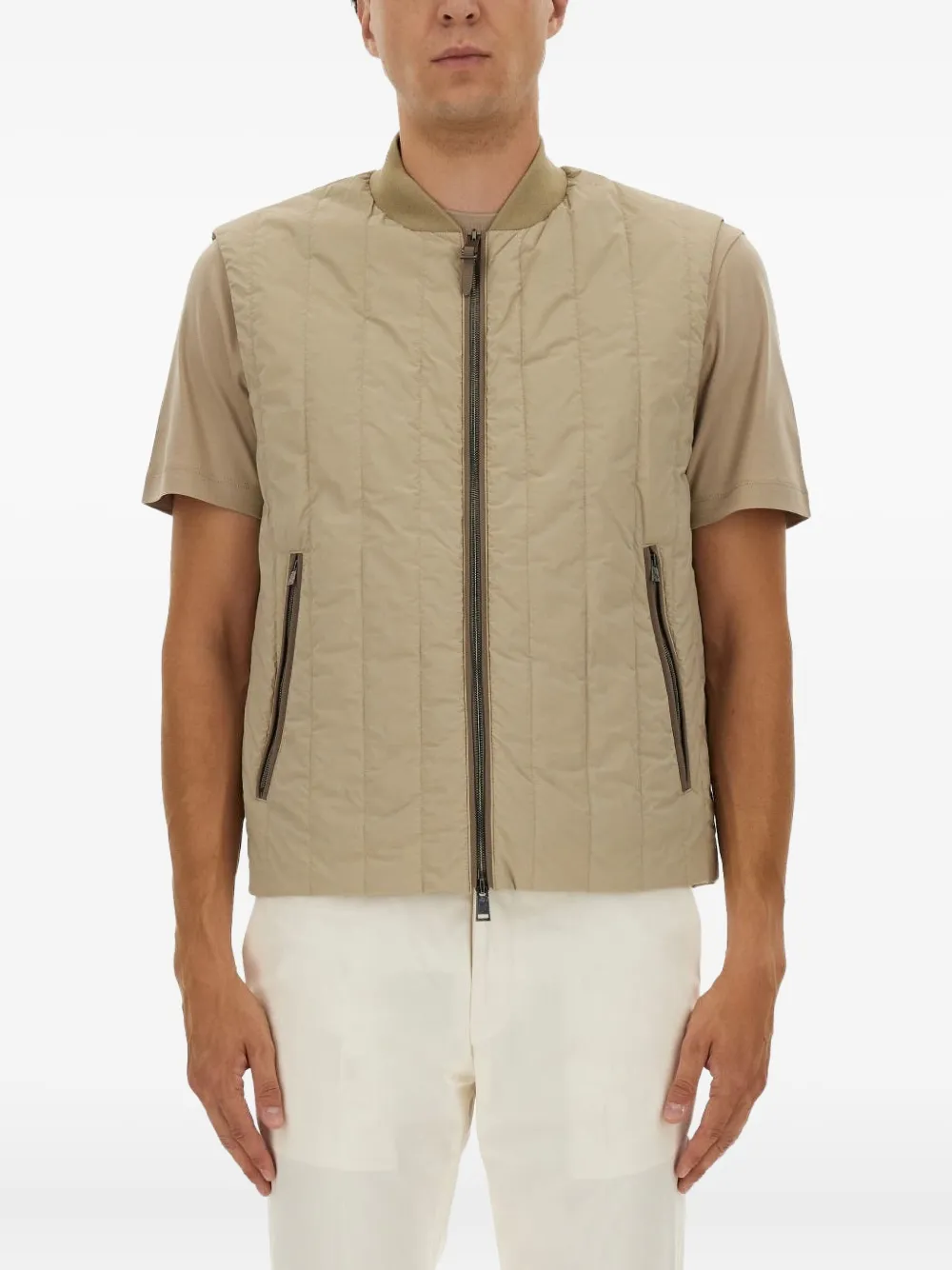 BOSS Gesteppte Weste mit Reißverschluss | Nude | Image 1