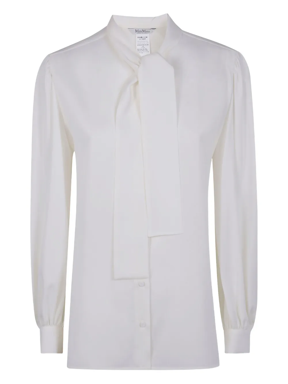 Max Mara tie-neck puff-sleeve shirt Wit