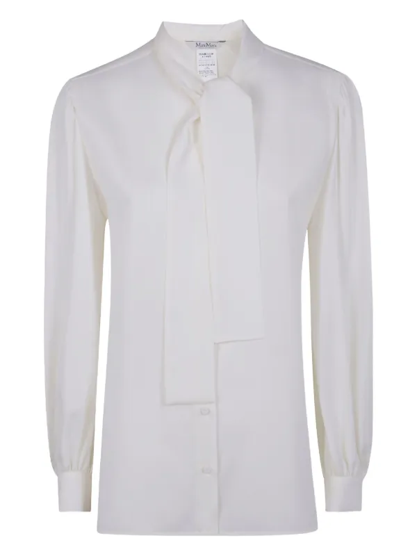 Max Mara Melania Tie-neck Shirt in White